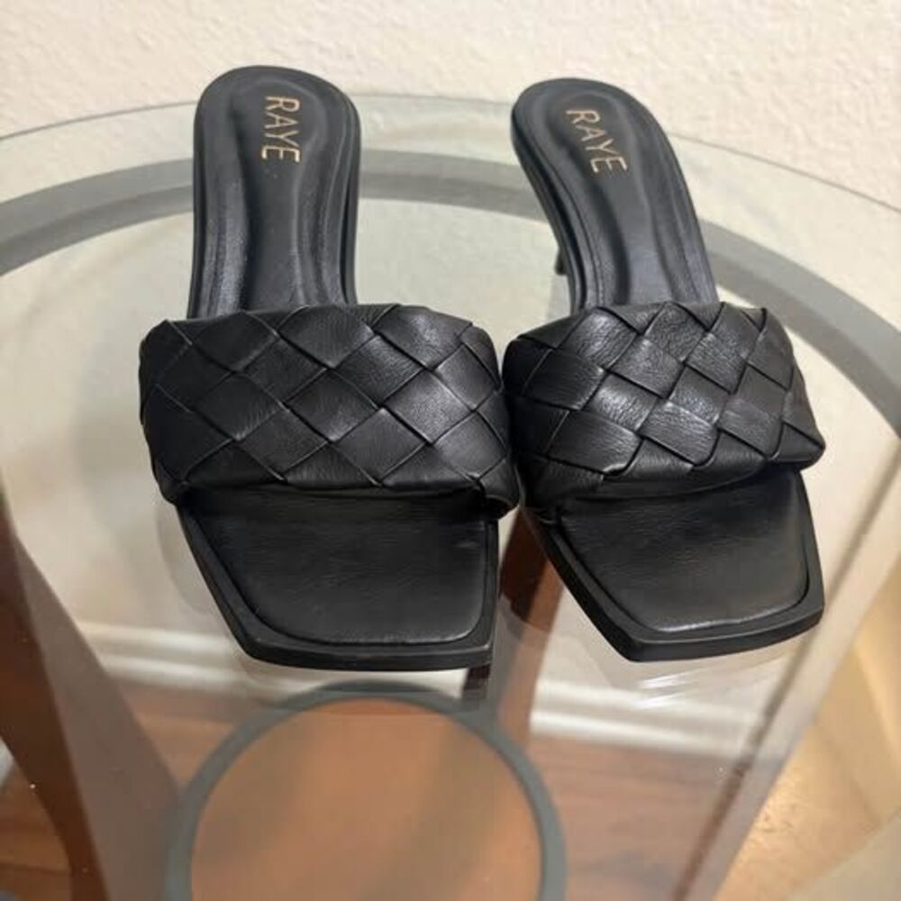 RAYE Black Woven Kitten Heel Mules size 7